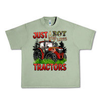 Oil Green just a boy who loves tractors red tractor Urban Heavy Tee - BarkalooDesign
