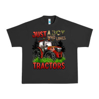 Pigment Black just a boy who loves tractors red tractor Urban Heavy Tee - BarkalooDesign