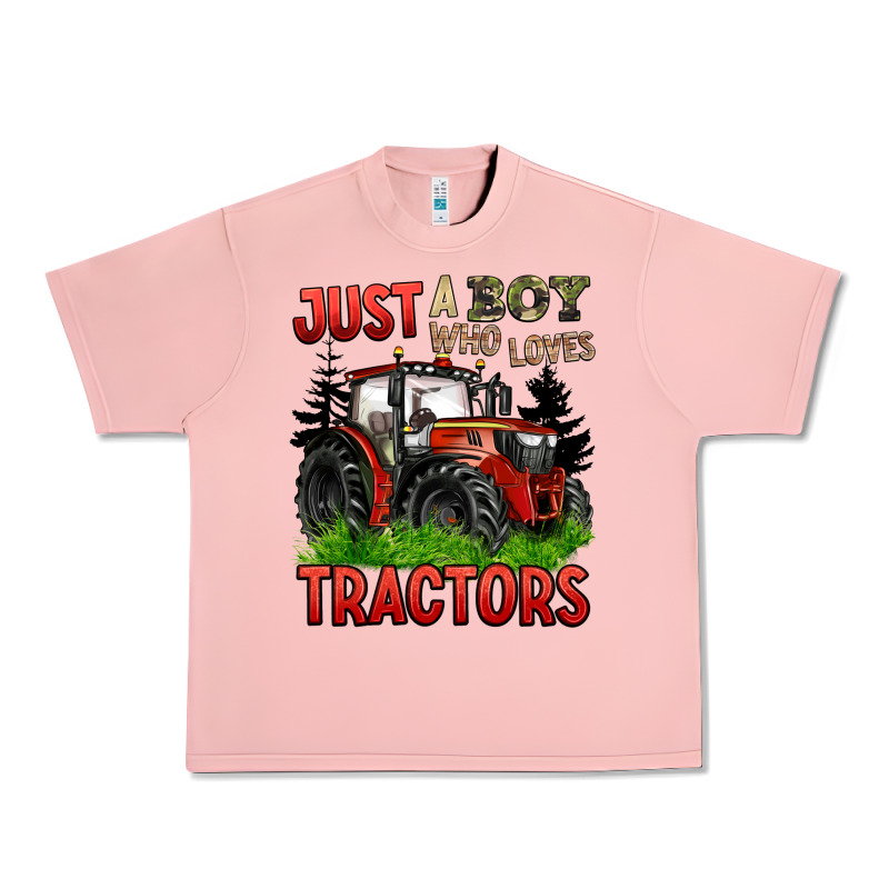 Just A Boy Who Loves Tractors Red Tractor Urban Heavy Tee by BarkalooDesign | Teevron