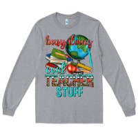 Heather Grey busy doing cool teacher stuff Long Sleeve Tee - texasbilliewilder