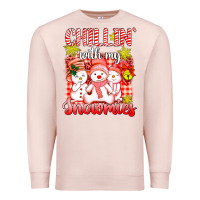 Pale Pink chillin  with my red snowmies Premium Sweatshirt - AdoDesignShop