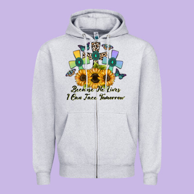 Because He Lives I Can Face Tomorrow Zipper Hoodie Designed By Cowhidedigitalart