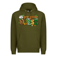 Army Green one lucky nurse Premium Hoodie - AdoDesignShop