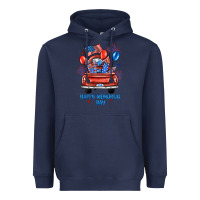 Navy happy memorial day farm truck Heavyweight Hoodie - JahusDesignShop