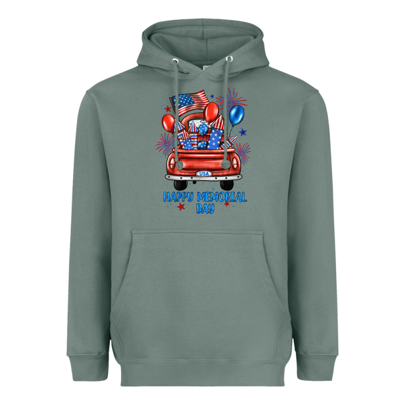 Happy Memorial Day Farm Truck Heavyweight Hoodie by JahusDesignShop | Teevron