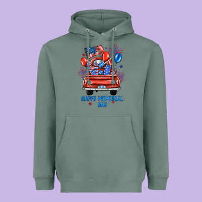 Happy Memorial Day Farm Truck Heavyweight Hoodie Designed By Jahusdesignshop