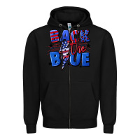 Black Back the blue with lightning bolt 4th of july Zipper Hoodie - CowGirlArtShop