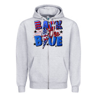 Heather Grey Back the blue with lightning bolt 4th of july Zipper Hoodie - CowGirlArtShop