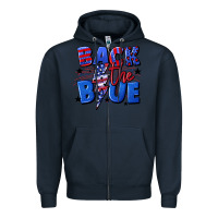 Navy Back the blue with lightning bolt 4th of july Zipper Hoodie - CowGirlArtShop
