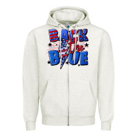 Oatmeal Heather Back the blue with lightning bolt 4th of july Zipper Hoodie - CowGirlArtShop