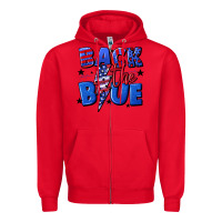 Red Back the blue with lightning bolt 4th of july Zipper Hoodie - CowGirlArtShop