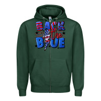 Sports Green Back the blue with lightning bolt 4th of july Zipper Hoodie - CowGirlArtShop