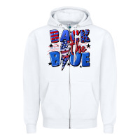 White Back the blue with lightning bolt 4th of july Zipper Hoodie - CowGirlArtShop