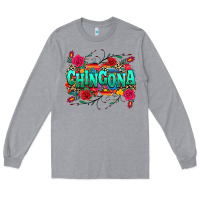 Heather Grey chingona Long Sleeve Tee - texasbilliewilder