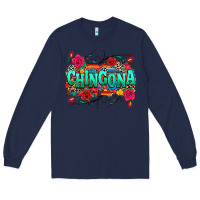 Navy chingona Long Sleeve Tee - texasbilliewilder