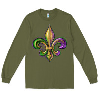 Army Green fleur de lis Long Sleeve Tee - RanaPortraitStore