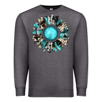 Charcoal Heather western sunflower gemstone Premium Sweatshirt - JahusDesignShop