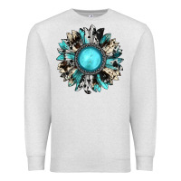 Oatmeal Heather western sunflower gemstone Premium Sweatshirt - JahusDesignShop