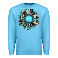 Ocean Blue western sunflower gemstone Premium Sweatshirt - JahusDesignShop
