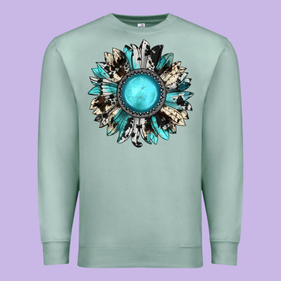 Western Sunflower Gemstone Premium Sweatshirt Designed By Jahusdesignshop