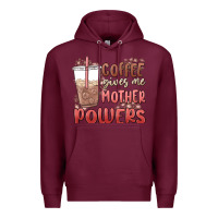 Burgundy coffee gives me mother powers Premium Hoodie - MaliasSmallBusiness