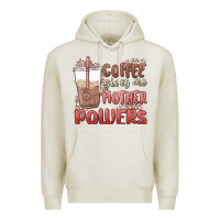 Oatmeal Heather coffee gives me mother powers Premium Hoodie - MaliasSmallBusiness