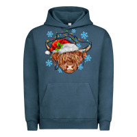 Pigment Midnight Navy christmas cow Urban Hoodie - MaliasSmallBusiness