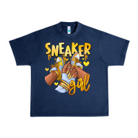 Navy yellow sneaker girl afro woman Urban Heavy Tee - RanaPortraitStore