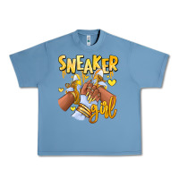 Pebble Blue yellow sneaker girl afro woman Urban Heavy Tee - RanaPortraitStore