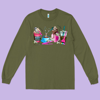 Hair Stylist Coffee Cup Long Sleeve Tee Designed By Adodesignshop