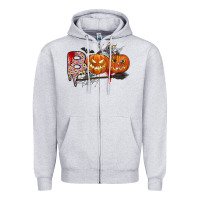 Heather Grey boo Zipper Hoodie - CowhideDigitalArt
