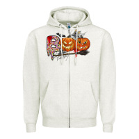 Oatmeal Heather boo Zipper Hoodie - CowhideDigitalArt