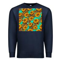 Navy sunflowers and leopard western seamless pattern Premium Sweatshirt - BundleAndBundleShop