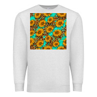 Oatmeal Heather sunflowers and leopard western seamless pattern Premium Sweatshirt - BundleAndBundleShop