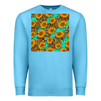 Ocean Blue sunflowers and leopard western seamless pattern Premium Sweatshirt - BundleAndBundleShop
