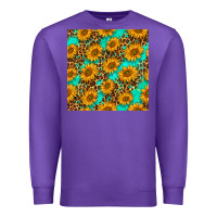 Purple sunflowers and leopard western seamless pattern Premium Sweatshirt - BundleAndBundleShop