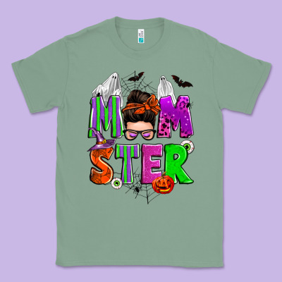 Halloween Momster Messy Bun Classic Tee Designed By Zillion Design Studio