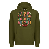 Army Green it's a good day to save animals Premium Hoodie - MaliasSmallBusiness