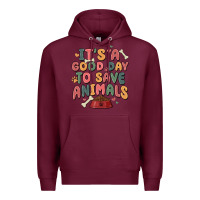 Burgundy it's a good day to save animals Premium Hoodie - MaliasSmallBusiness