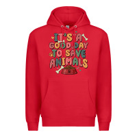 Red it's a good day to save animals Premium Hoodie - MaliasSmallBusiness