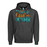 Charcoal Heather my favorite color is october Zipper Hoodie - HRA Design Shop