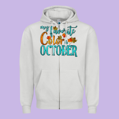 My Favorite Color Is October Zipper Hoodie Designed By Hra Design Shop
