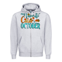 Heather Grey my favorite color is october Zipper Hoodie - HRA Design Shop