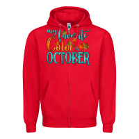 Red my favorite color is october Zipper Hoodie - HRA Design Shop