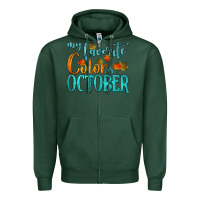 Sports Green my favorite color is october Zipper Hoodie - HRA Design Shop
