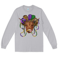 Moon Dust highland cow with mardi gras hat Long Sleeve Tee - RanaPortraitStore