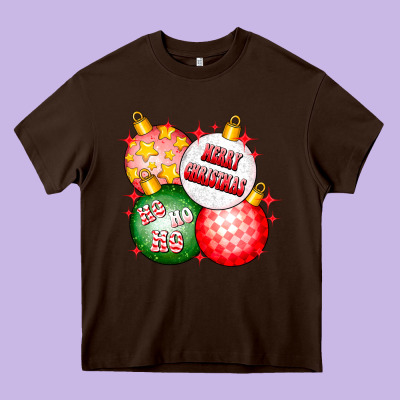 Merry Christmas Ball Heavy Core Tee Designed By Cowhidedigitalart