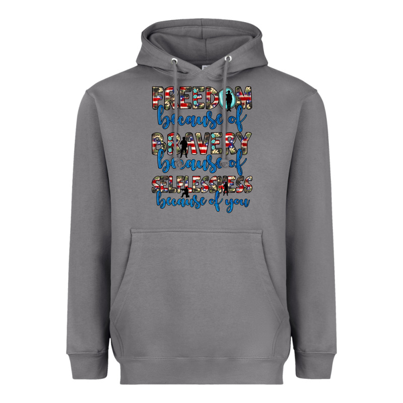 Freedom Because Of Bravery Because Of Selflessness Because Of You Heavyweight Hoodie by JahusDesignShop | Teevron