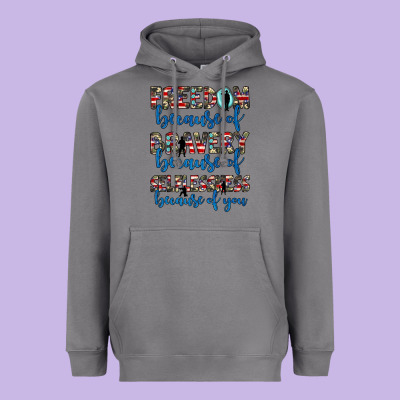 Freedom Because Of Bravery Because Of Selflessness Because Of You Heavyweight Hoodie Designed By Jahusdesignshop