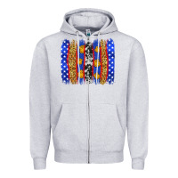 Heather Grey American police brushstrokes Zipper Hoodie - Neo Western